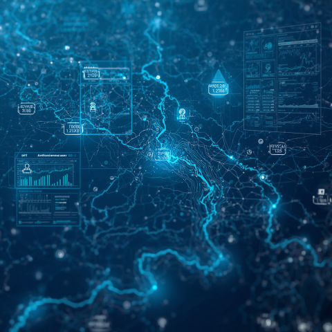 Cuenca hidrográfica, embalses, canales y ríos, paneles de datos, predicción.de caudales,